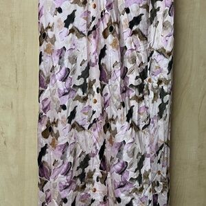 Elegant Floral Midi Skirt in Pink and Brown